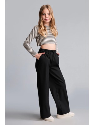 DeFacto Wide Leg Siyah Pantolon Kız Çocuk H9663A826AU