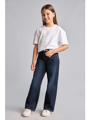 DeFacto Straight Wide Ekstra Rahat Düz İnen Geniş Kesim Jean Pantolon Kız Çocuk H6246A826AU