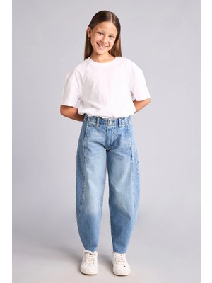 DeFacto %100 Pamuk Barrel Fit Jean Pantolon Kız Çocuk H9896A826AU