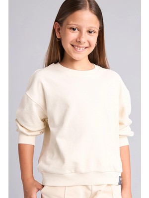 DeFacto Relax Fit Bisiklet Yaka Ekru Sweatshirt Kız Çocuk E6842A826AU
