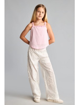 DeFacto %100 Pamuk Wide Leg Esnek Belli Brode Detaylı Pantolon Kız Çocuk G7423A826HS