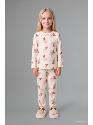 DeFacto %100 Pamuk Basic Bisiklet Yaka Üst Ensek Bel Alt 2'li Pijama Takımı Kız Bebek I1004A526AU