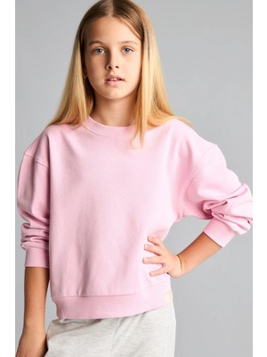 DeFacto Relax Fit Bisiklet Yaka Basic Sweatshirt Kız Çocuk E6842A826AU
