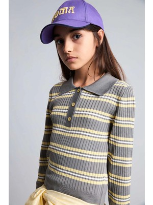 DeFacto Regular Fit Polo Yaka Çizgili Kazak Kız Çocuk I1736A826AU