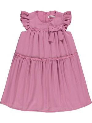 Civil Girls Fiyonklu Volanlı 6-9 Yaş Elbise - Pembe