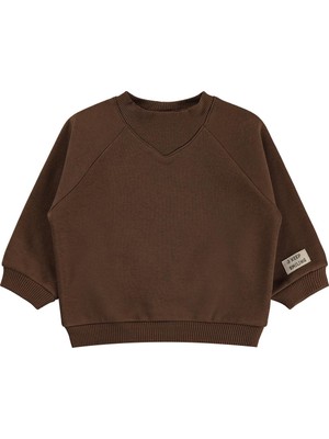 Civil Baby Keep Smiling Etiketli Basic 6-18 Ay Sweatshirt - Kahverengi