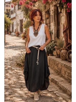 Boutique Bade Italyan Ip Kemerli Keten Etek