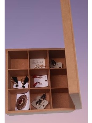 Hobi 90022 Dekoratif Model Takı Kutusu Bölmeli Ahşap Ham Mdf El Yapımı