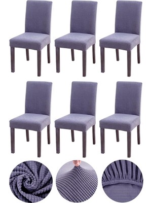 Bambu Nano Kumaş Likralı Yıkanabilir 6'li Sandalye Kılıfı Lastikli Sandalye Örtüsü (6ADET)