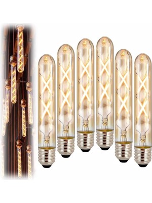 Vintage LED Ampul, E27, 4W, 2500K Sıcak Sarı Işık, Amber Cam, 18,5 Cm, Rustik Ampul Amber Renk I