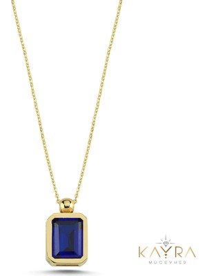 Kayra Mücevher Mavi Topaz Taşlı Altın Kolye AKM07