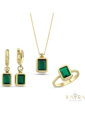 Kayra Mücevher Peridot Taşlı Altın Takım TKM02