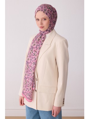 Belli Fresh Çiçek Desen Pembe Gül Kurusu Sanda Şal 3114 - 17