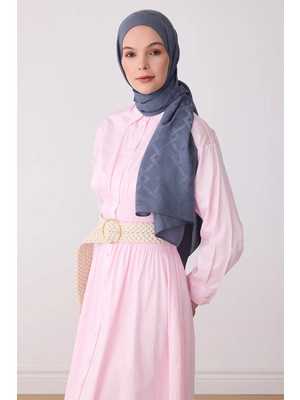 Belli Fresh Geometrik Desen Indigo Lacivert Ivory Şal 1 - 19