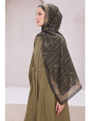 Belli Fresh Zincir Halka Desen Haki Lacivert Vual Şal 1581 - 25