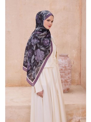 Belli Fresh Çiçek Desen Siyah Sanda Şal 1362 - 04