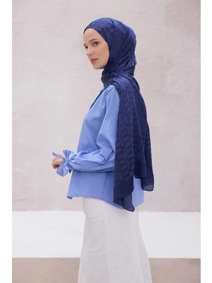 Belli Fresh Geometrik Desen Lacivert Liva Şal 3 - 02