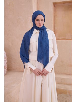 Belli Fresh Krinkıl Dokulu Indigo J.dubai Ekose Şal - 106