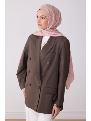 Belli Fresh Geometrik Desen Pudra Pembe Ivory Şal 1 - 37