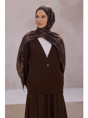 Belli Fresh Çiçek Desen Kahve Taba Lena Şal 1724 - 11