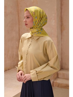 Belli Hardal Obje Desen %100 Twill Ipek Eşarp 4121 - 55