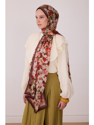Belli Fresh Çiçek Desen Kırmızı Aura Şal 4274 - 01