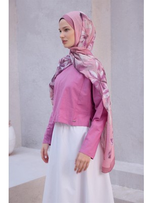 Belli Fresh Çiçek Desen Pembe Lena Şal 1487 - 14