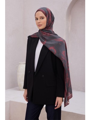 Belli Fresh Çiçek Desen Antrasit Lena Şal 1724 - 38