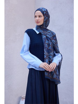 Belli Fresh Zincir Halka Desen Mavi Lacivert Bordo Sandy Şal 1587 - 03