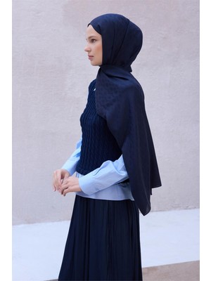 Belli Fresh Geometrik Desen Lacivert Nayora Şal 2 - 02