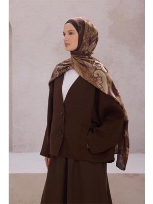 Belli Fresh Etnik Desen Acı Kahve Lena Şal 1639 - 15