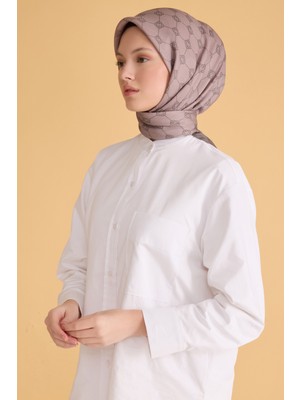 Belli Fresh Geometrik Desen Koyu Pudra Pure Eşarp 6 - 31