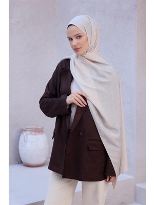 Belli Fresh Logo Desen Ekru Monogram Şal 3 - 109