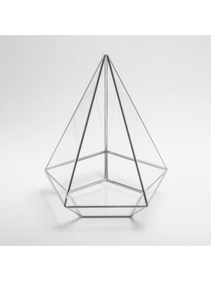 26X21X21CM Gümüş Geometrik Teraryum Cam Fanus Takı Aksesuar Çikolata Kutusu