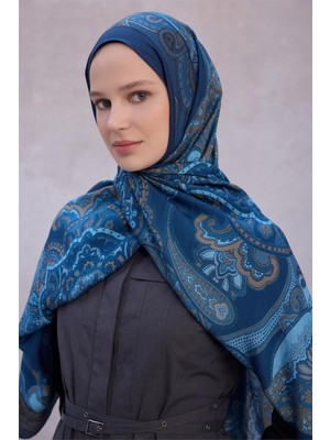 Belli Fresh Etnik Desen Mavi Lena Şal 1639 - 11