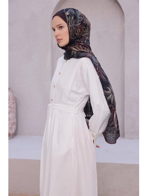 Belli Fresh Yaprak Desen Siyah Kahve Gri Sandy Şal 1478 - 21
