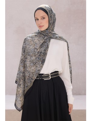 Belli Fresh Paisley Desenli Füme Gri Bej Sandy Şal 1588 - 38