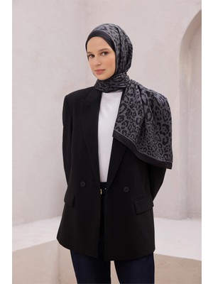 Belli Fresh Leopar Desen Antrasit Lena Şal 1464 - 13