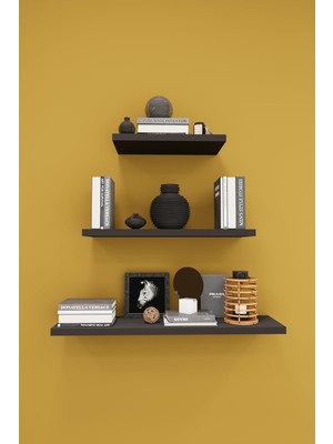 Asra Trend Modern 3'lü Uçan Raf Çok Amaçlı Duvar Rafı ORGANIZER%100 Mdf Kitaplık Mutfak Banyo