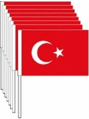 Lisinya Bez Bayrak Sopalı 20X30 cm Sopalı Türk Bayrağı (10 Lu Paket)
