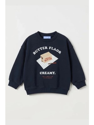La'ciel Paris La Ciel Paris Erkek Çocuk Baskılı Sweatshirt Lacivert