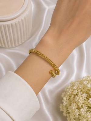 Bymiel Gold Dokulu Kelepçe Bileklik – Işıltılı Ayarlanabilir Şık Kadın Bileklik