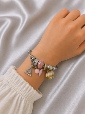 Bymiel Kadın Charm Detaylı Çelik Kelepçe Bileklik