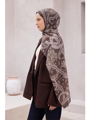 Belli Fresh Etnik Desen Kahverengi Rozy 1866 Şal - 28