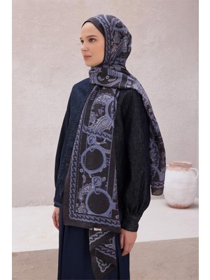 Belli Fresh Etnik Desen Siyah Rozy 1866 Şal - 45