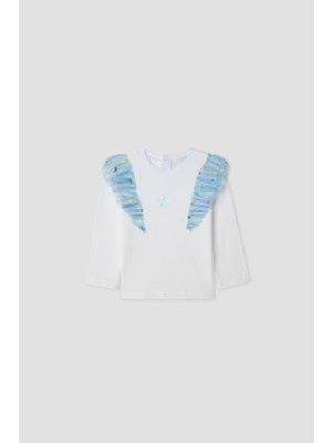 B&G Kız Bebek Beyaz Tshirt