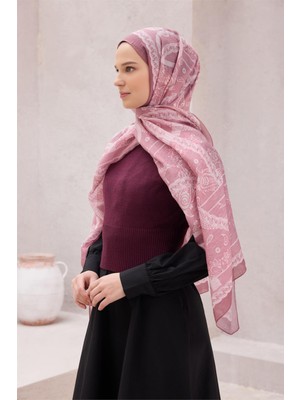 Belli Fresh Zincir Halka Desen Pembe Ekru Rozy 1866 Şal - 08