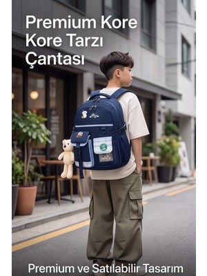 Liarca Kore Stili Laptop Bölmeli Çok Fonksiyonlu Çok Bölmeli Aksesuarlı Lise Üniversite Sırt Çantası