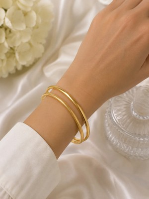 Bymiel Gold Ince Çelik Kelepçe Bileklik – Minimalist Şık Kadın Bileklik (2'li Seçenek)