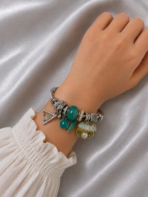 Bymiel Kadın Charm Detaylı Çelik Kelepçe Bileklik